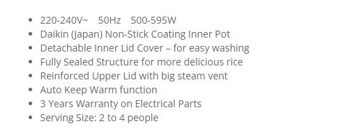 Sona Rice Cooker 1.0L SRC 2603