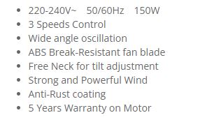 Sona Power Stand Fan 20 Inch SSO 6068P