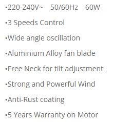 Sona Power Stand Fan 16" SSO 6065 | SSO6065