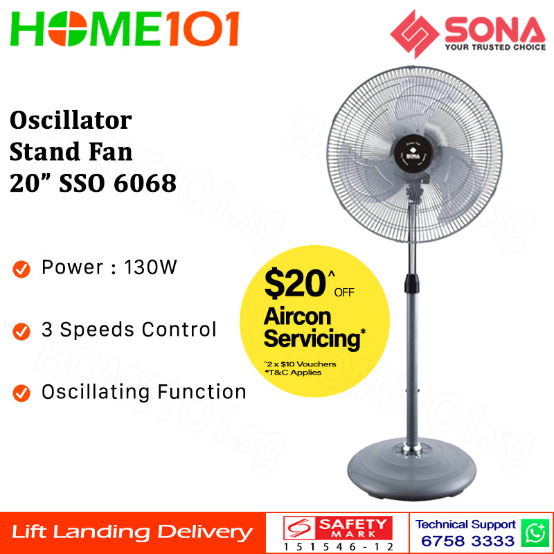 Sona Oscillator Stand Fan 20" SSO 6068