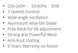 Sona Power Stand Fan 10" SSO 6510