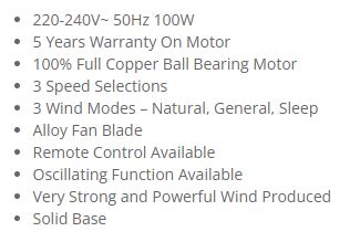 Sona Power Stand Fan 18" with Remote SSOR 6073