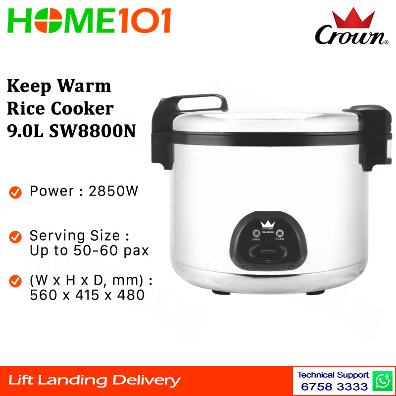 Crown Commercial Keep Warm Rice Cooker 9.0L SW8800N || SW-8800N