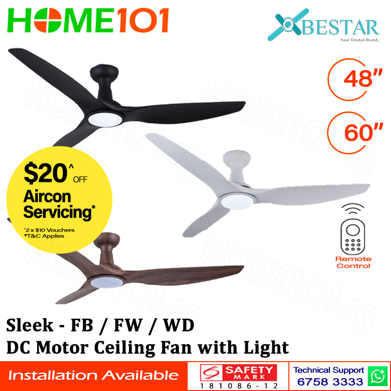 ($1 REPLACEMENT) Bestar DC Motor Ceiling Fan with Remote Control & Light 48ā/60ā Sleek