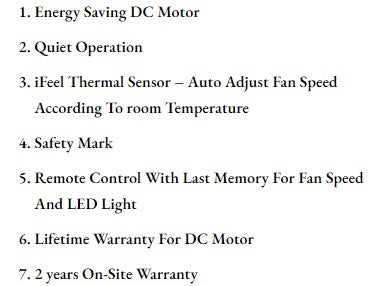 ($1 REPLACEMENT) Bestar DC Motor Ceiling Fan with Remote Control & Light 48ā/60ā Sleek