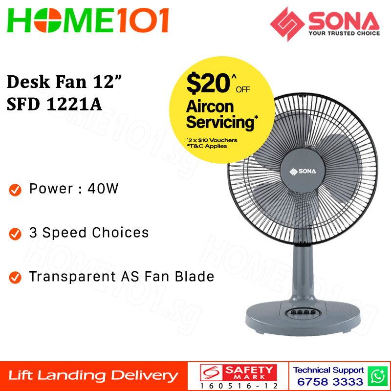 Sona Desk Fan 12" SFD 1221A