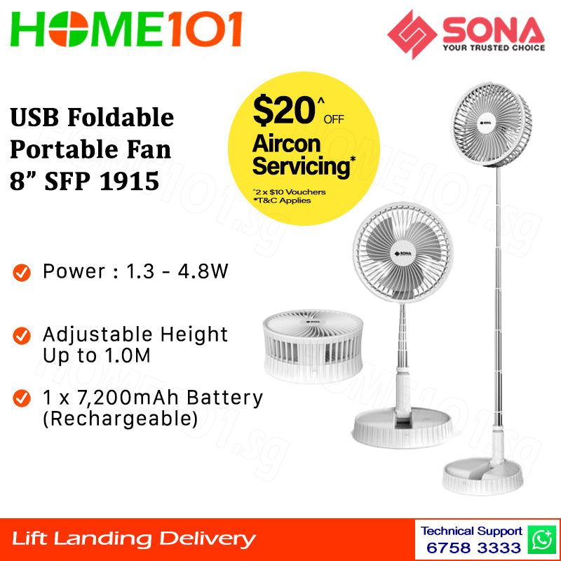 Sona USB Foldable Portable Fan 8 inch SFP 1915