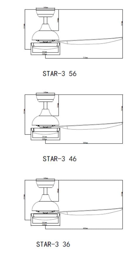 Bestar (Pre-Order) DC Motor Ceiling Fan with Remote Control & Light 36”/46”/56” Star-3