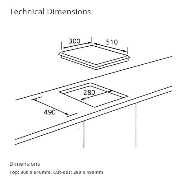Tecno Stainless Steel Domino Cooker Hob 2 Burners TA 322TRSV - LPG / PUB - FREE INSTALLATION