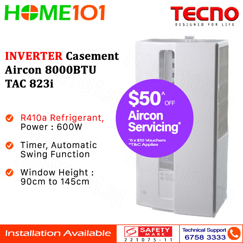 Tecno Inverter Casement Aircon 8000BTU TAC823i I TAC 823i