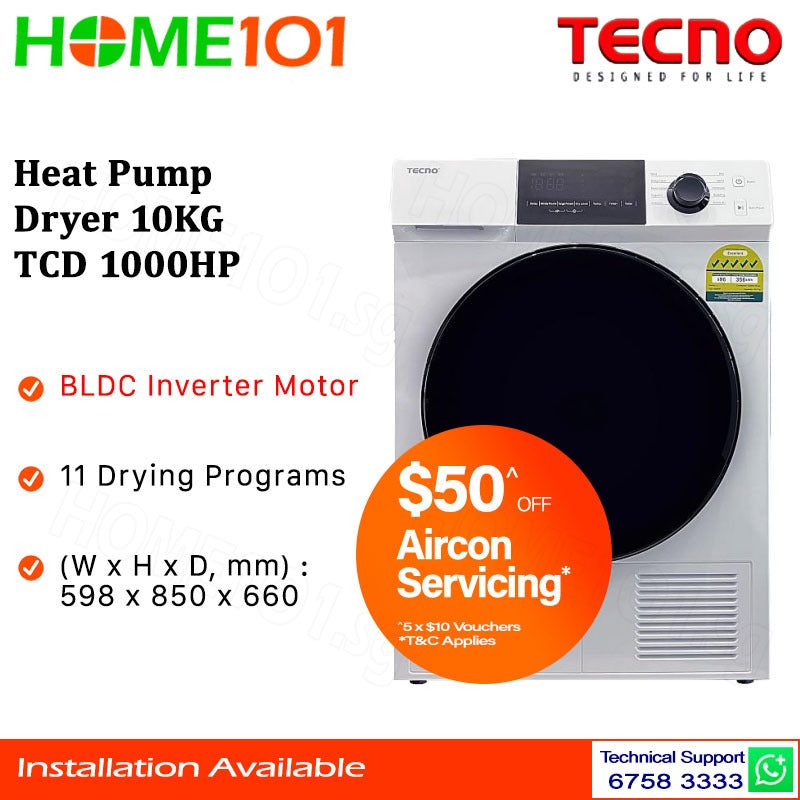 Tecno Heat Pump Dryer 10KG TCD 1000HP