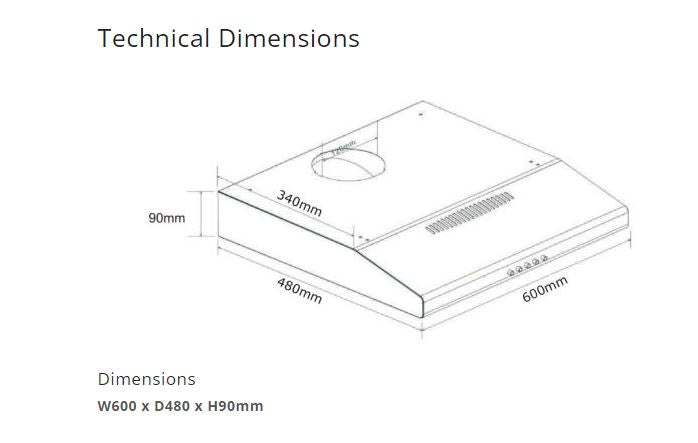 Tecno Stainless Steel Ultra Slim Hood 60cm TCH 6011TL