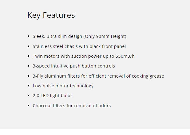 Tecno Stainless Steel Ultra Slim Hood 60cm TCH 6011TL