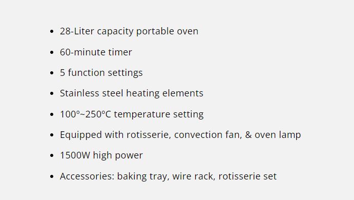 Tecno Electric Oven 28L TEO 2800