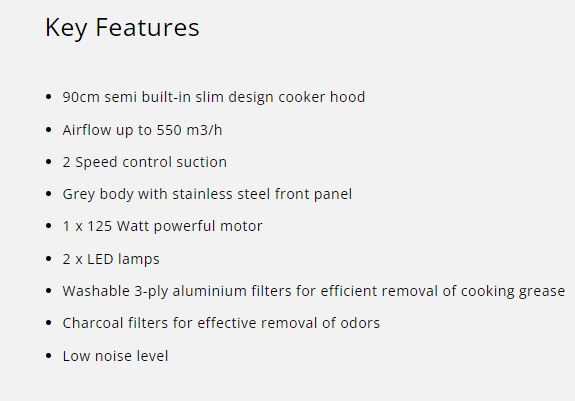Tecno Telescopic Hood 90cm TH 916TD