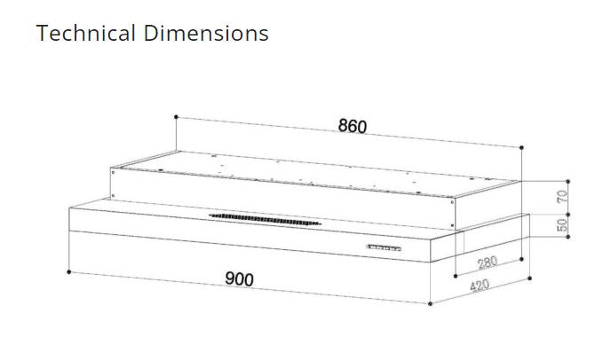 Tecno Slim Line Cooker Hood 90cm TH 979-3M