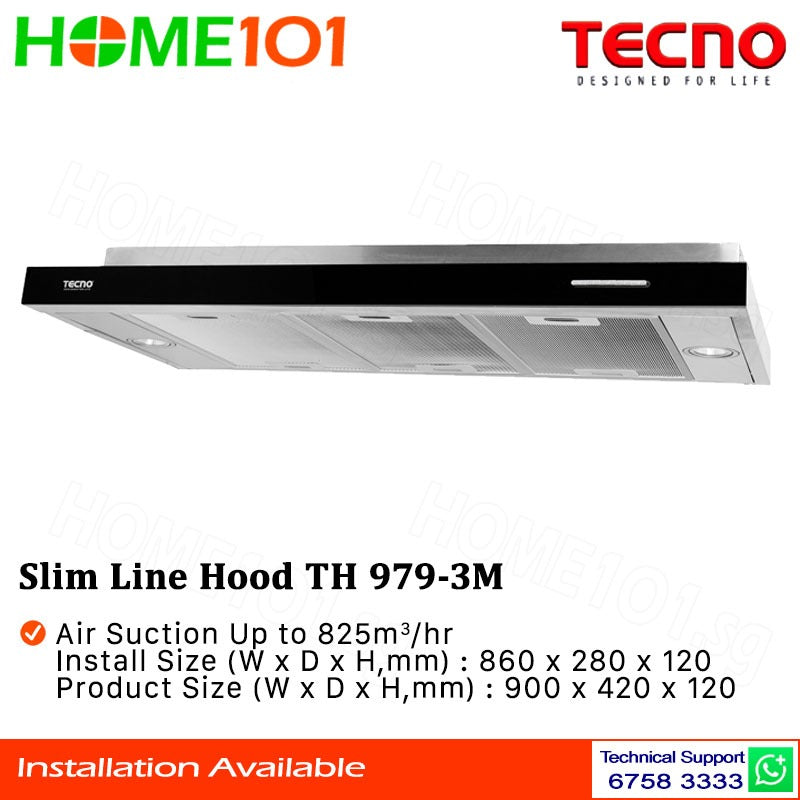 Tecno Slim Line Cooker Hood 90cm TH 979-3M