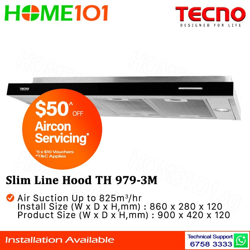 Tecno Slim Line Cooker Hood 90cm TH 979-3M