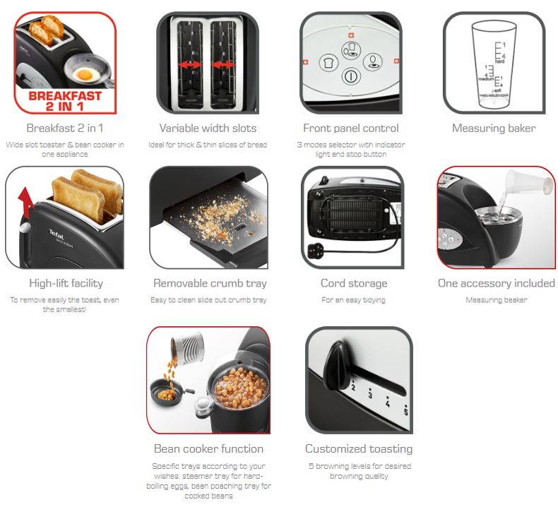 Tefal 2in1 Toast and Bean TT5528