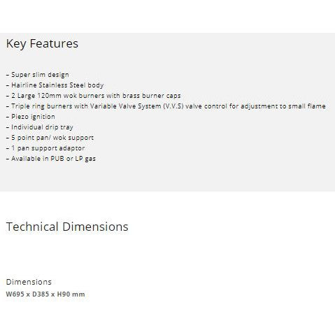 Tecno Double Burner Table Top Gas Cooker TTC-0328SV
