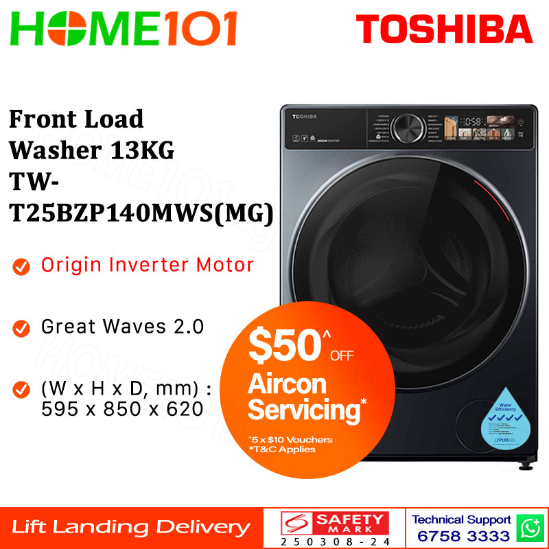 PRE-ORDER (ETA MID AUG) Toshiba Front Load Washer 13KG TW-T25BZP140MWS(MG)