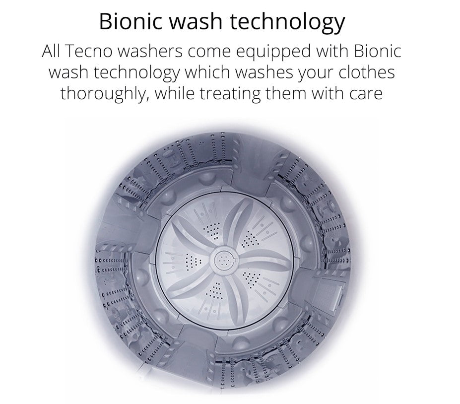 Tecno Top Load Fully Automatic Washer (6kg) TWA 6068 BK