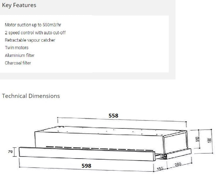 Tecno Telescopic Hood TH 613T BK