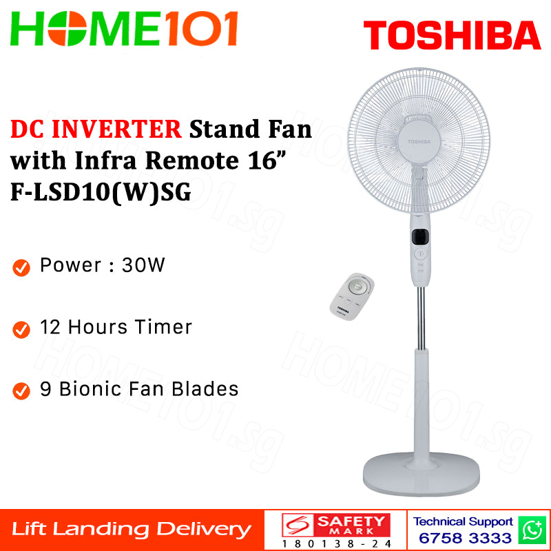 Toshiba DC Inverter Stand Fan with Remote Control 16 Inch F-LSD10(W)SG