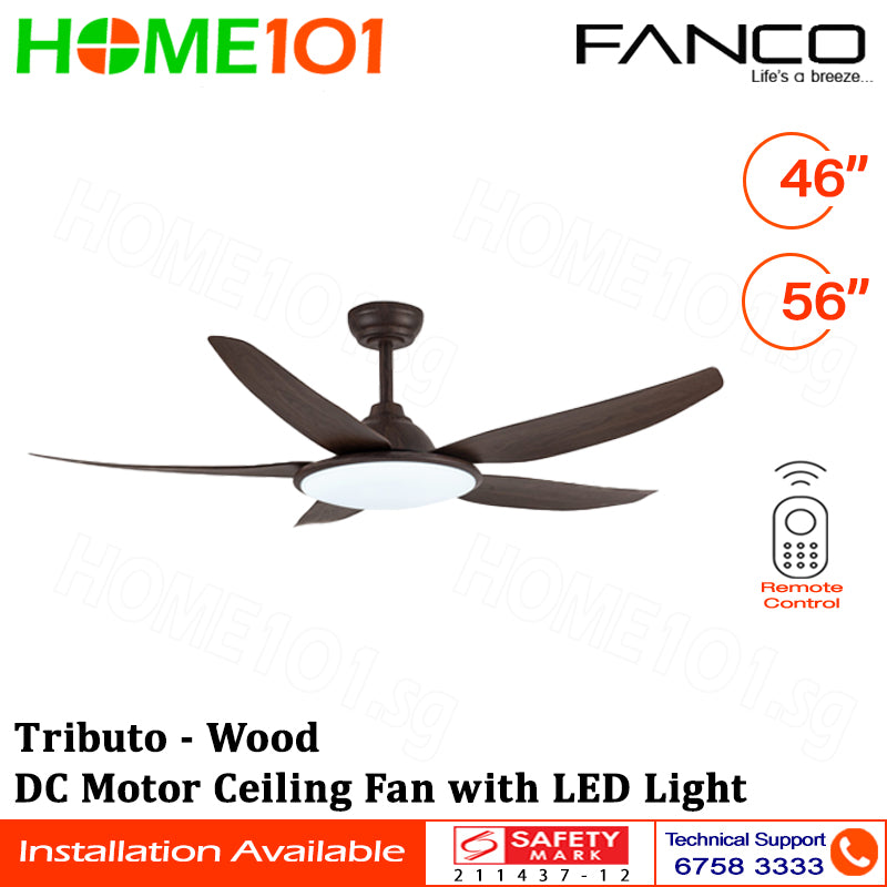 Fanco DC Motor Ceiling Fan with LED Light & Remote Control 46" / 56" Tributo