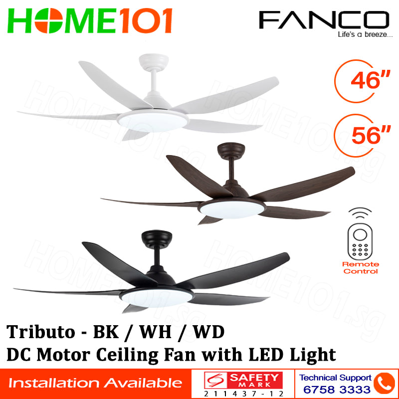 Fanco DC Motor Ceiling Fan with LED Light & Remote Control 46" / 56" Tributo