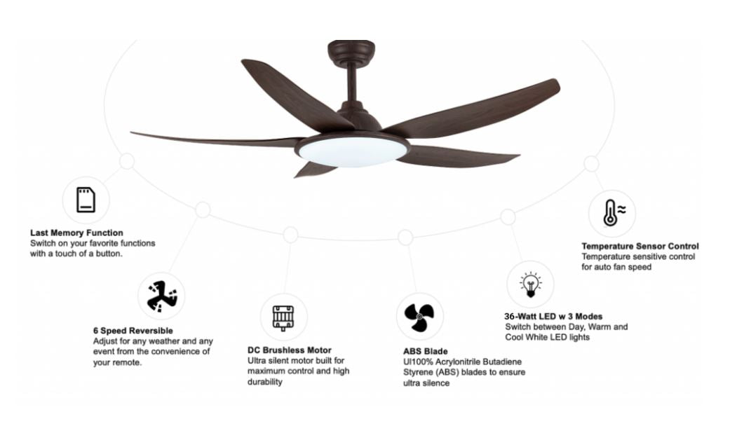 Fanco DC Motor Ceiling Fan with LED Light & Remote Control 46" / 56" Tributo