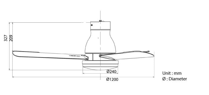 KDK DC Motor Ceiling Fan with LED Light & Remote Control 120cm U48FP
