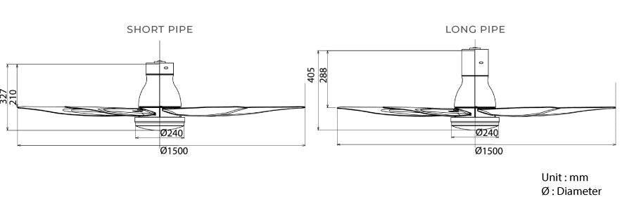 KDK DC Motor Ceiling Fan 150cm w/LED Light U60FWS / U60FWL