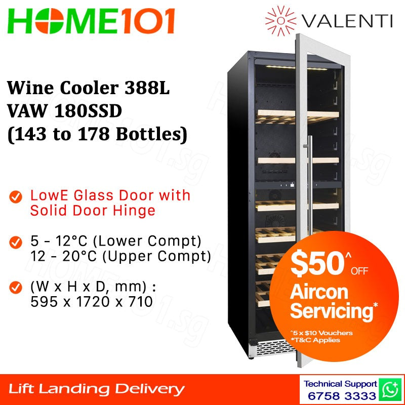 Valenti Wine Cooler 388L VAW 180SSD (143 to 178 Bottles)