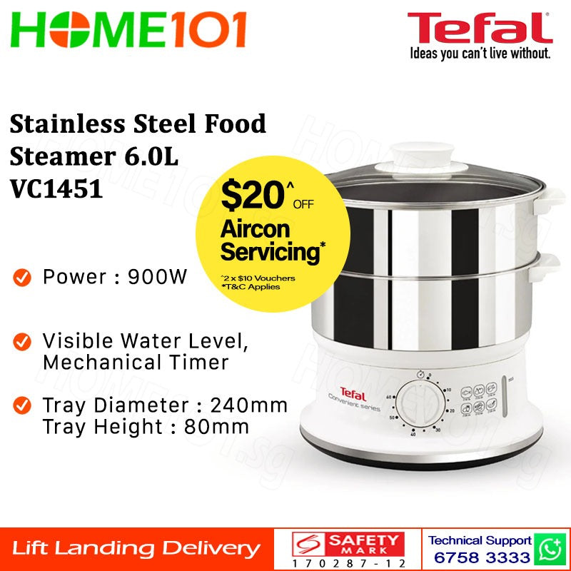 Tefal Stainless Steel Convenient Steamer 6L VC1451