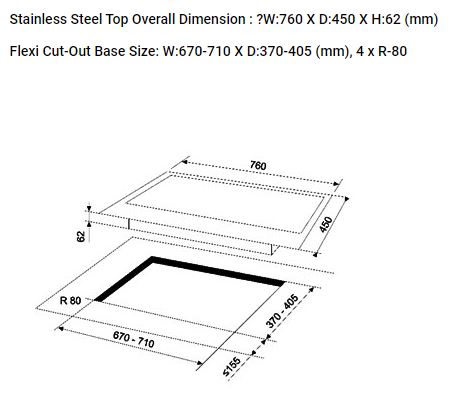 Valenti 3 Burners Built-In Stainless Steel Hob VC 830S
