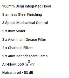 Valenti Semi Intergrated Hood 90cm VH 1029MS