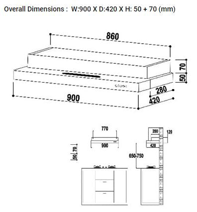 Valenti Semi Integrated Hood 90cm VH 1039MS