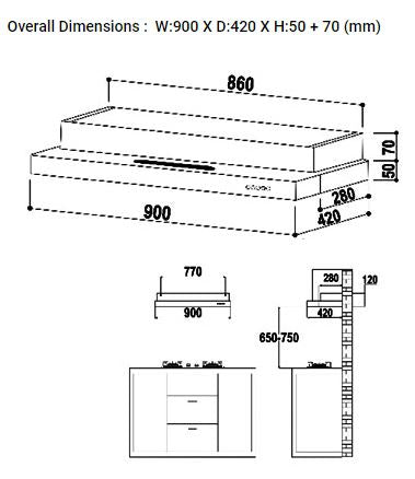 Valenti Semi Integrated Hood 90cm VH 1229MS