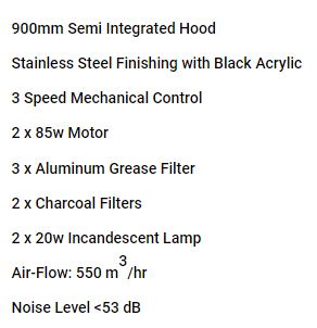 Valenti Semi Integrated Hood 90cm VH 1229MS