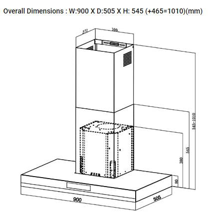 Valenti Chimney Hood 90cm VH 6119TS