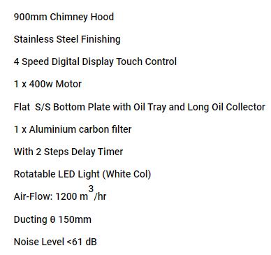 Valenti Chimney Hood 90cm VH 6119TS