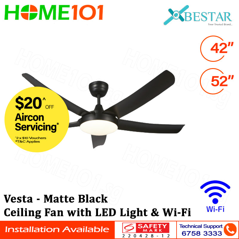 Bestar Ceiling Fan with LED Light & Wi-Fi 42"/52" Vesta