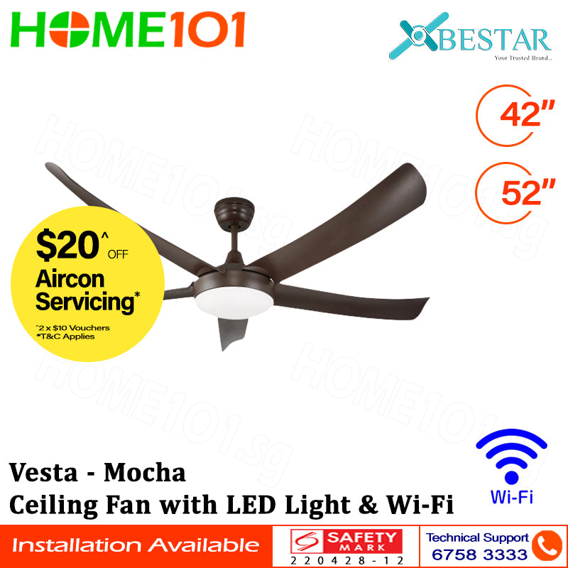 Bestar Ceiling Fan with LED Light & Wi-Fi 42"/52" Vesta