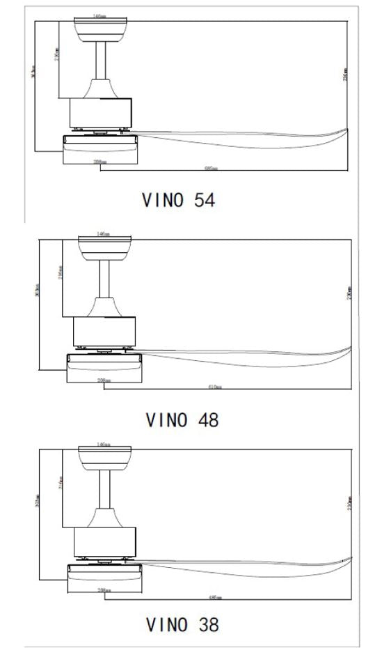 Bestar DC Motor Ceiling Fan with Remote Control & Light 38”/48”/54” Vino