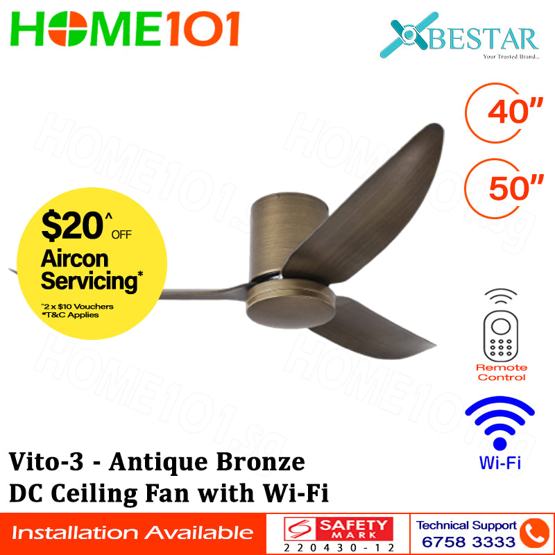 Bestar DC Ceiling Fan with LED Light & Wi-Fi 40"/50" Vito-3