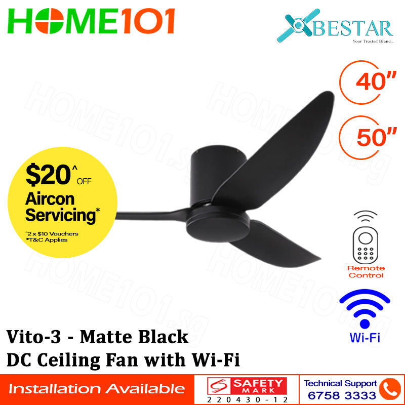 Bestar DC Ceiling Fan with LED Light & Wi-Fi 40"/50" Vito-3