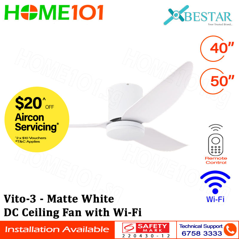 Bestar DC Ceiling Fan with LED Light & Wi-Fi 40"/50" Vito-3