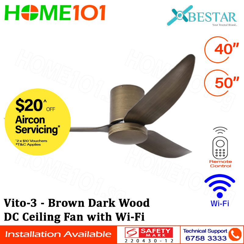 Bestar DC Ceiling Fan with LED Light & Wi-Fi 40"/50" Vito-3