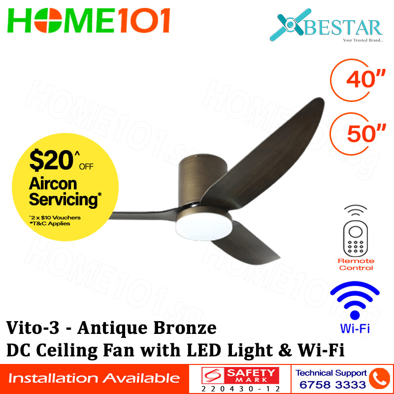 Bestar DC Ceiling Fan with LED Light & Wi-Fi 40"/50" Vito-3